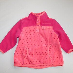 Free Country 1/4 Snap Pullover Pink Polka Dot Fleece Jacket Top Girls 2T Toddler